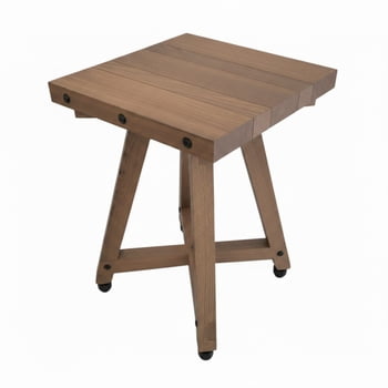 Handcrafted Outdoor End Table, Unfinished Hardwood Red Oak 15" W X 14.5" L X 24.75" H